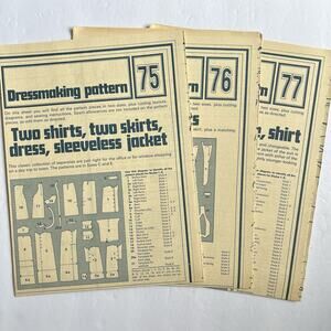 Vintage Designer Sewing Patterns Uncut Lot Of 3 Blouse Dress Jacket Skirt 70s
